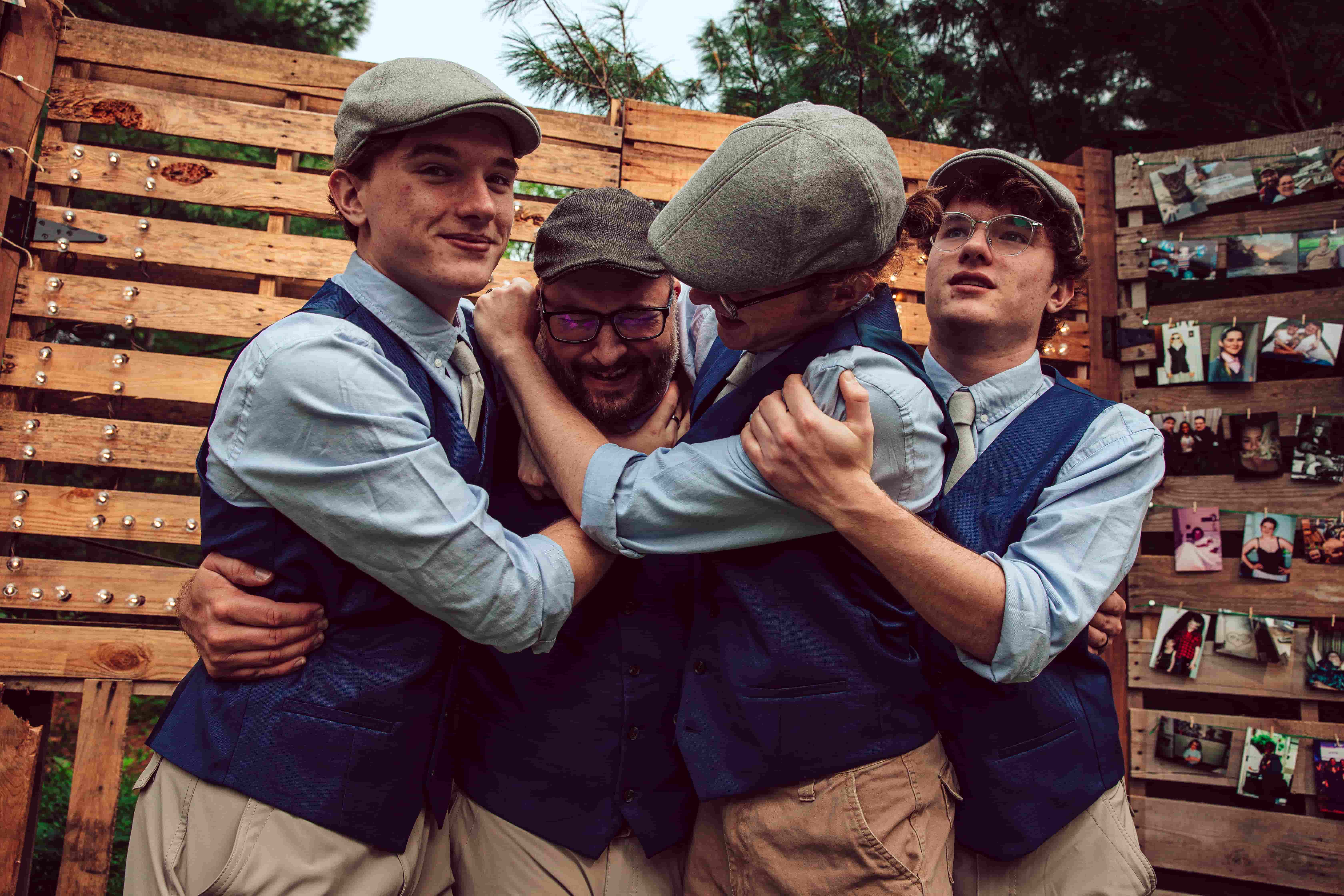 Sons celebrating at the wedding