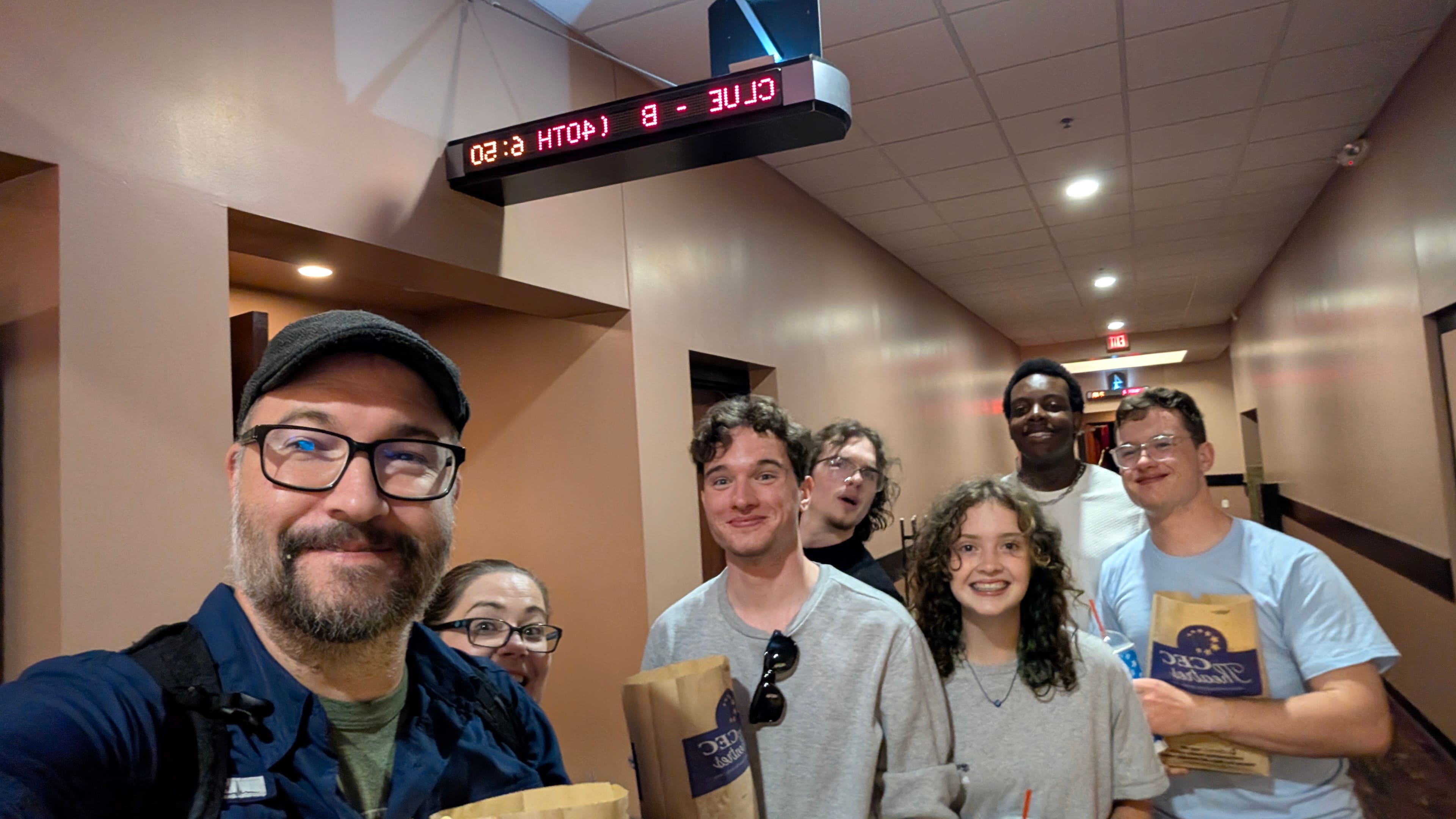 Movie night with the college-age crew